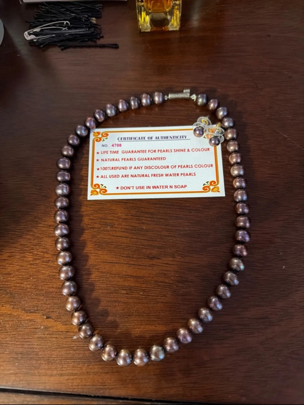 Freshwater Pearl Necklace - Purple Pearls - Unbranded